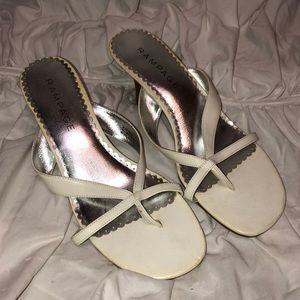 White heeled sandals